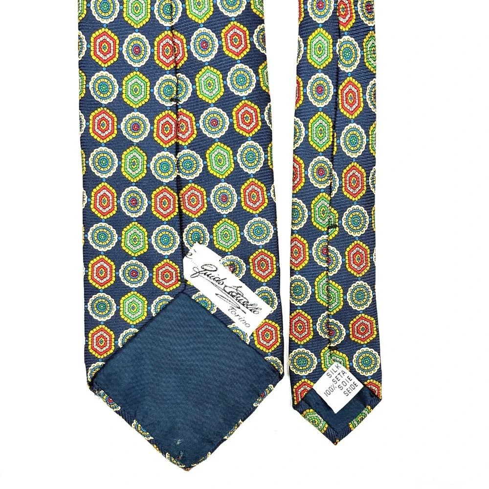 Guido Couello Torino Silk Tie VTG Medallion Made in Italy